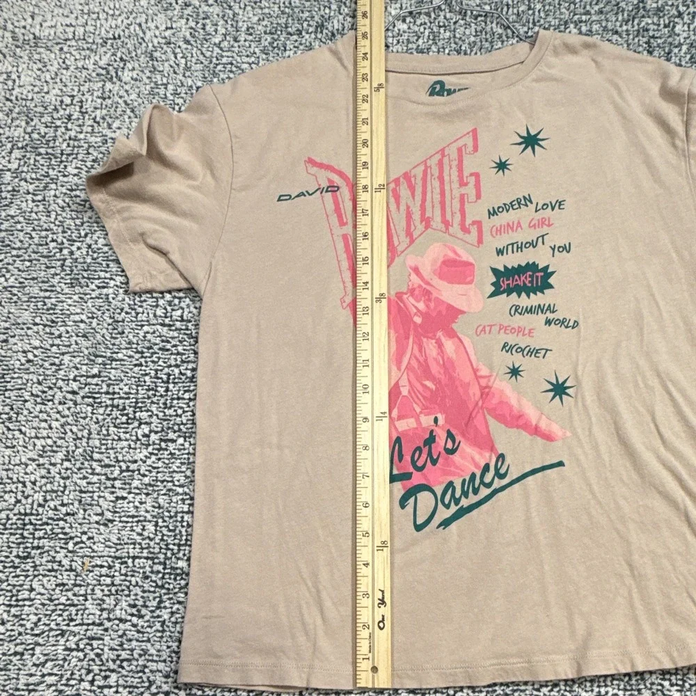 Vintage David Bowie Let's Dance Graphic T-Shirt Beige/Tan Rock & Pop Size M